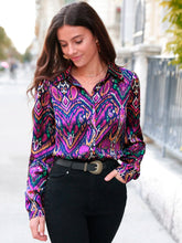 Frenchy Allover Print Button Front Satin Shirt